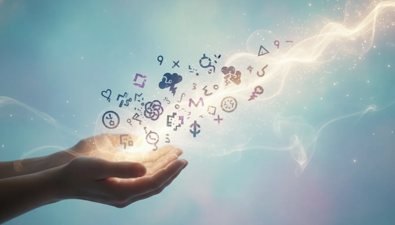 Hands gently releasing glowing symbols of stress into a calming light, symbolizing finding peace and surrendering worries through prayer.