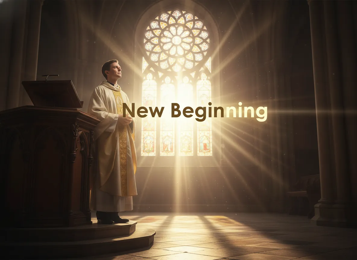 Inspiring ordination, new spiritual beginning, divine purpose.