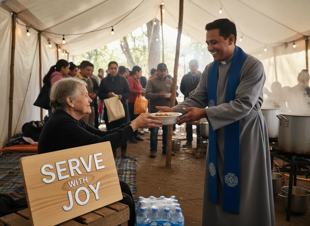 Deacon serving community, generous heart, selfless service.