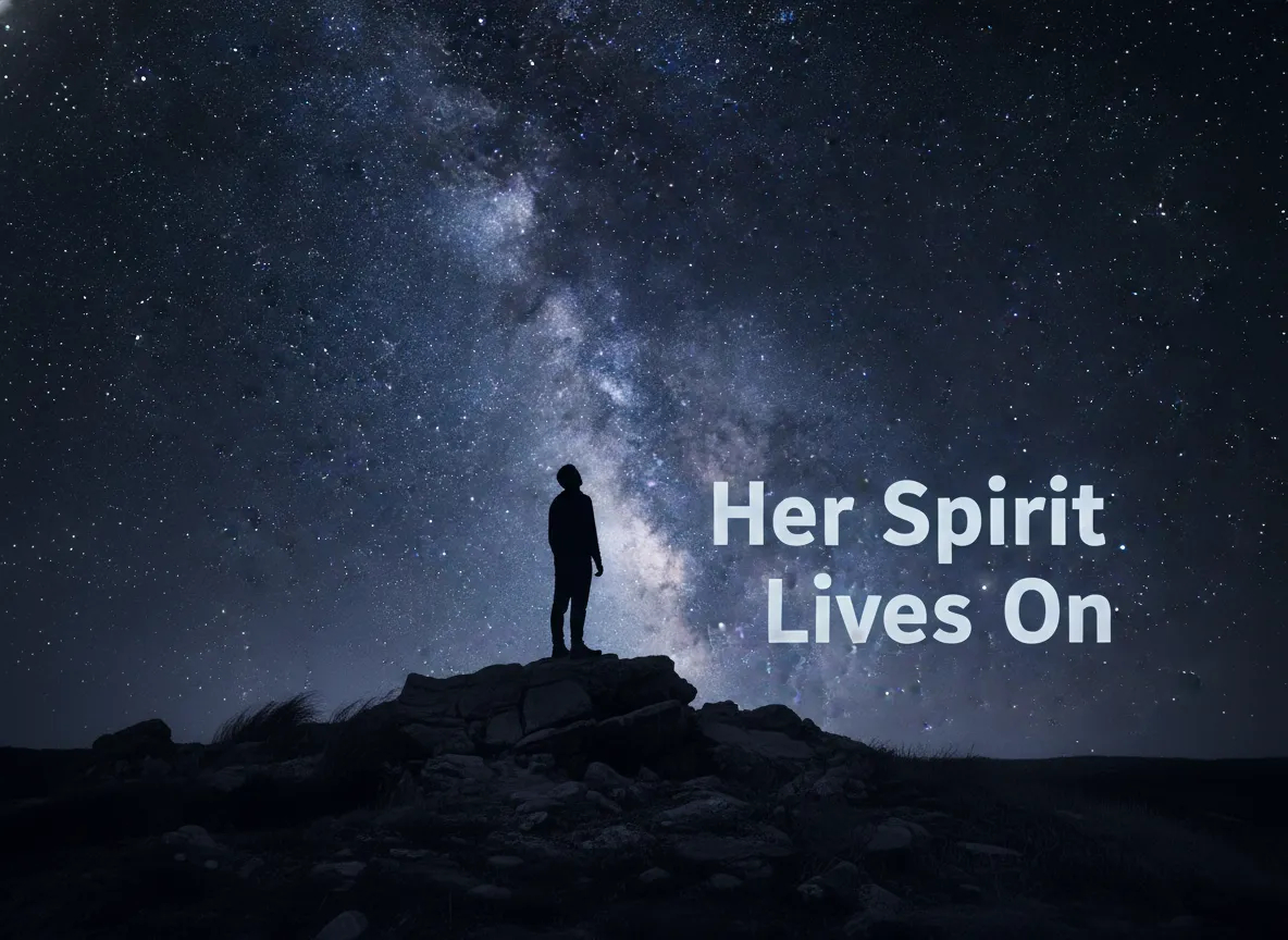 Silhouette of a person looking at a starry sky, representing inspirational remembrance and a grandmother's legacy.