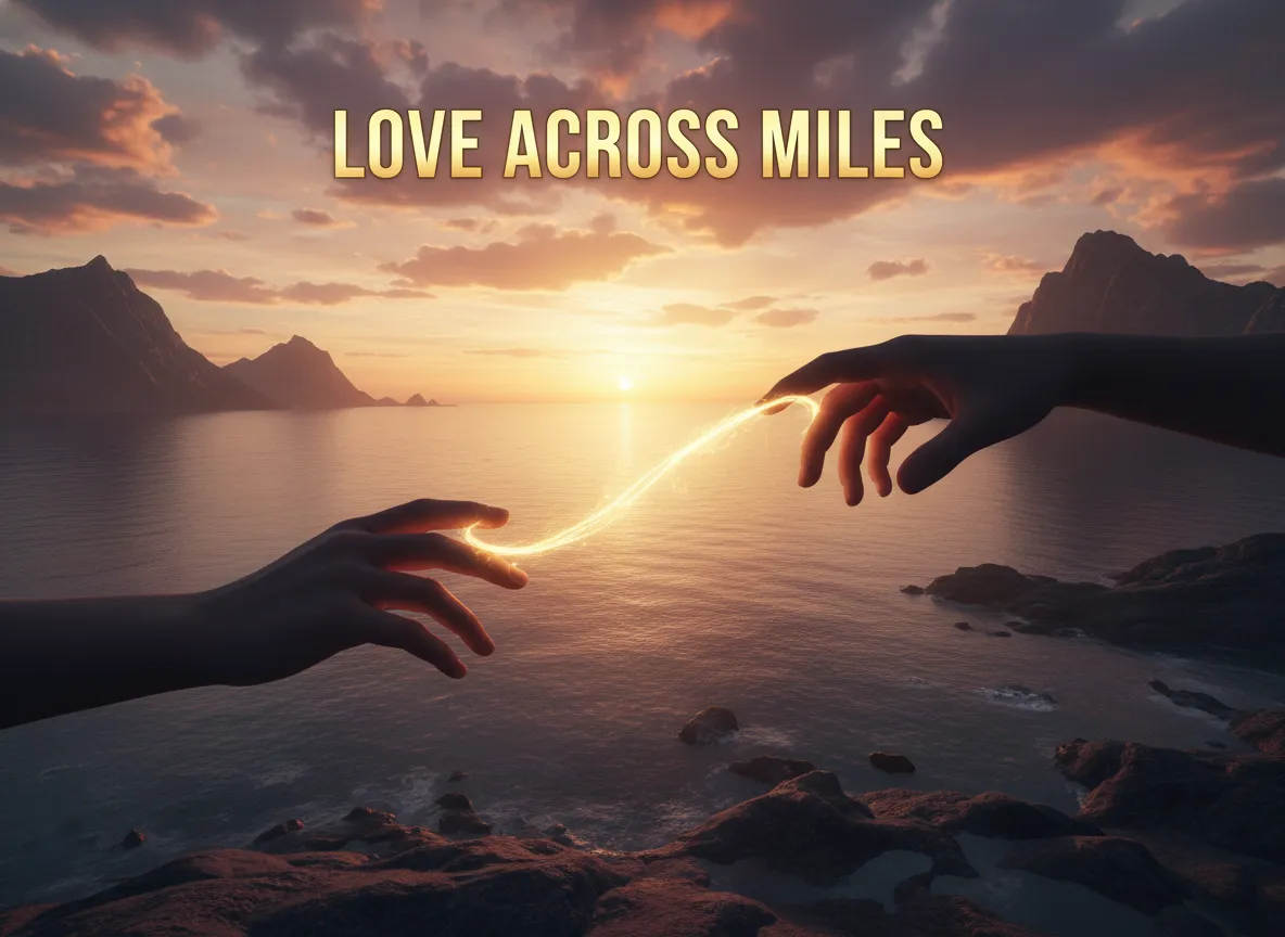 Long distance relationship, love across miles, missing you messages, heartfelt connection despite distance