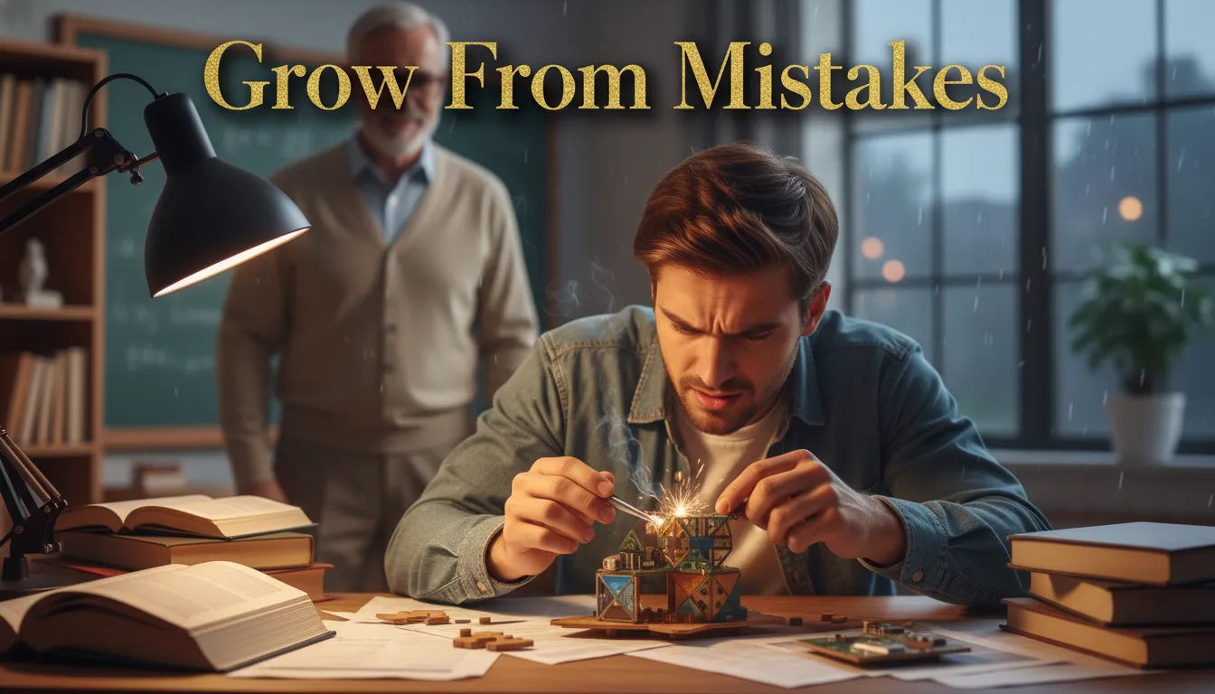 Student overcoming academic challenge, encouraging words from teacher.