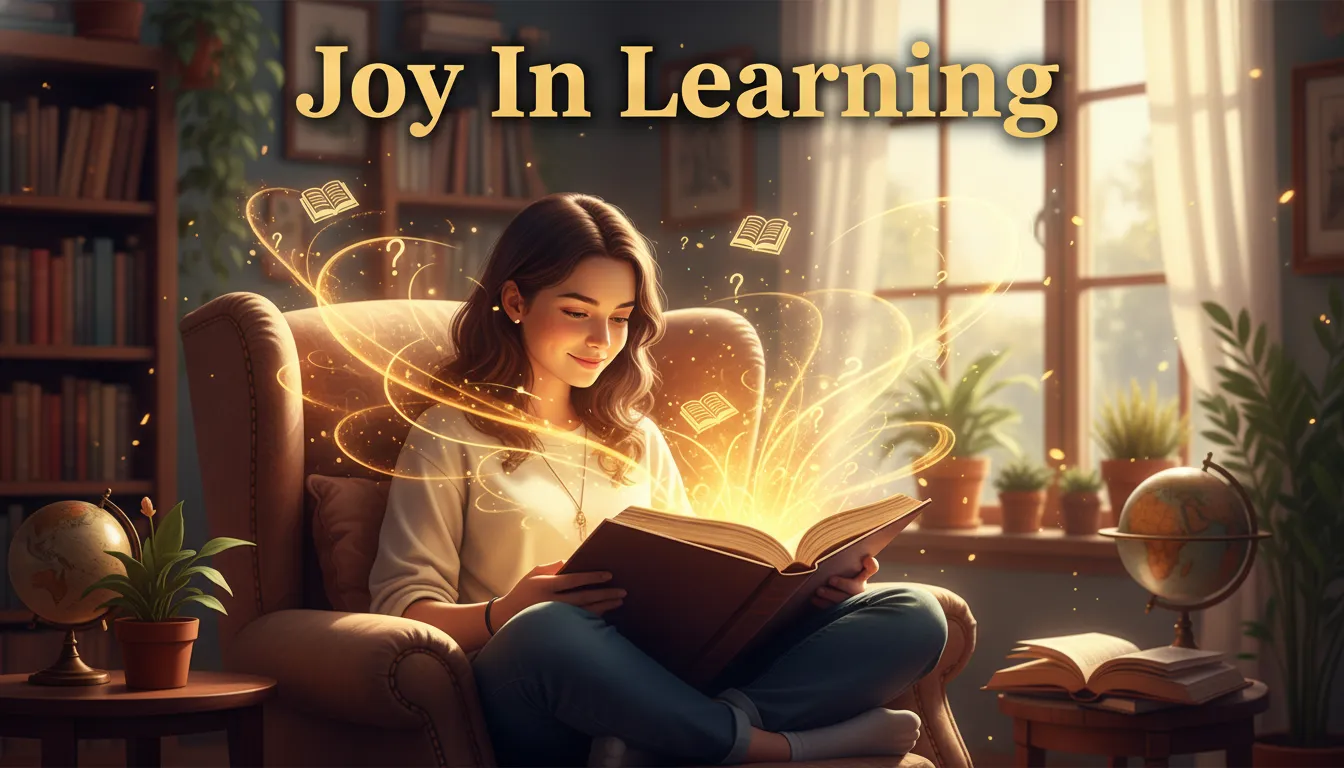 Student finding joy in learning, blessings.