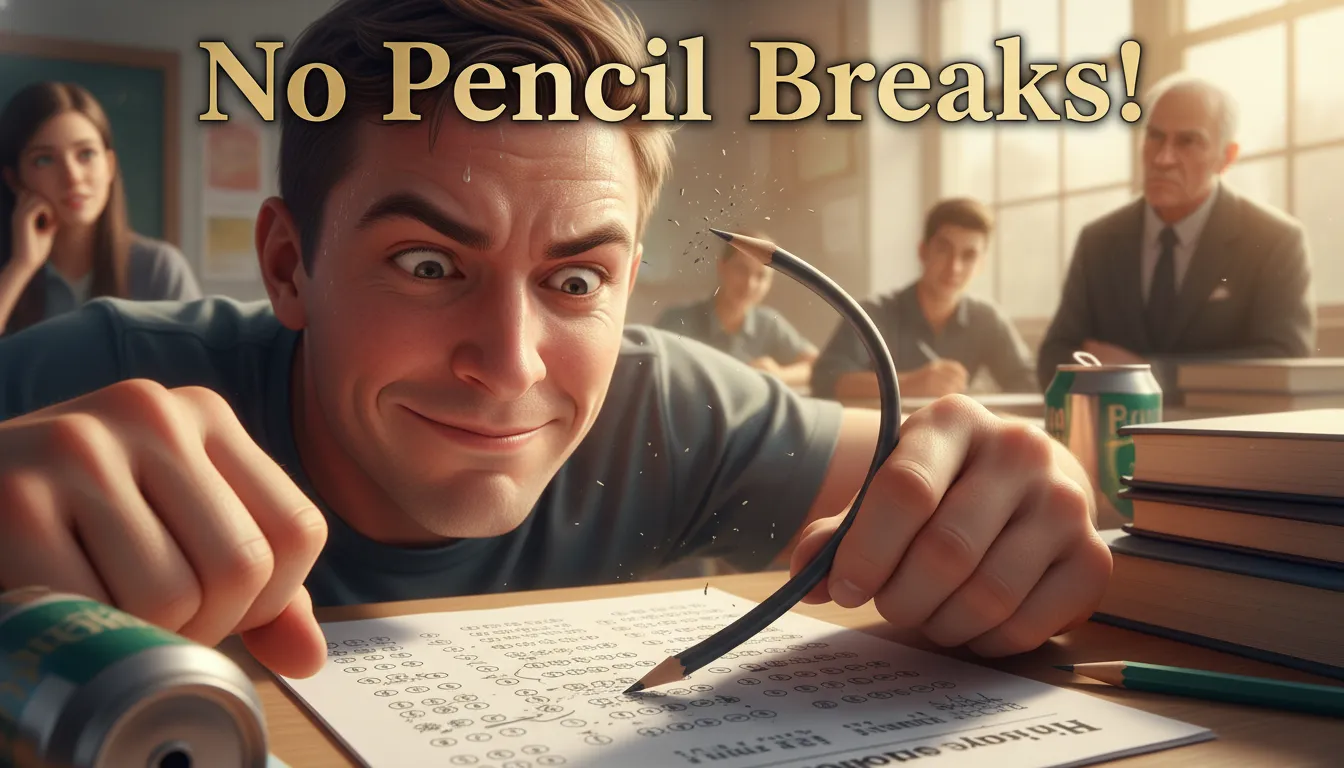 Funny exam wishes, student pencil break humor.
