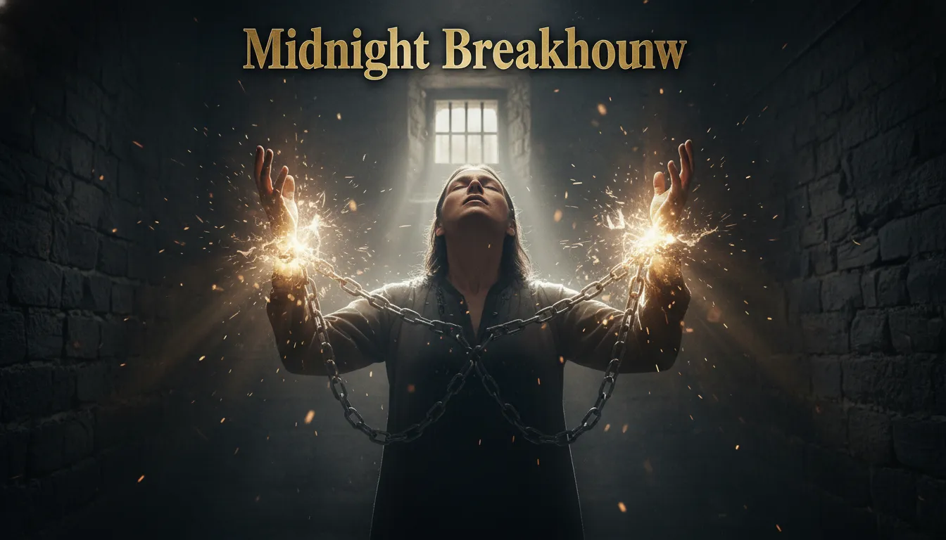 Midnight prayer for breakthrough, overcoming challenges, spiritual power.