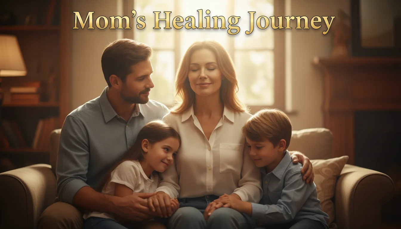 Family praying for mother's healing, divine strength for mom.