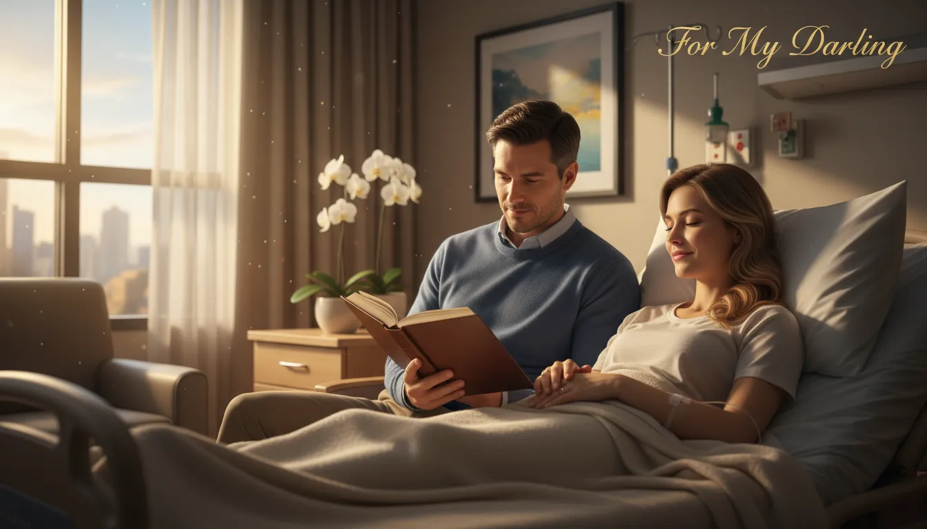 Husband caring for wife in hospital