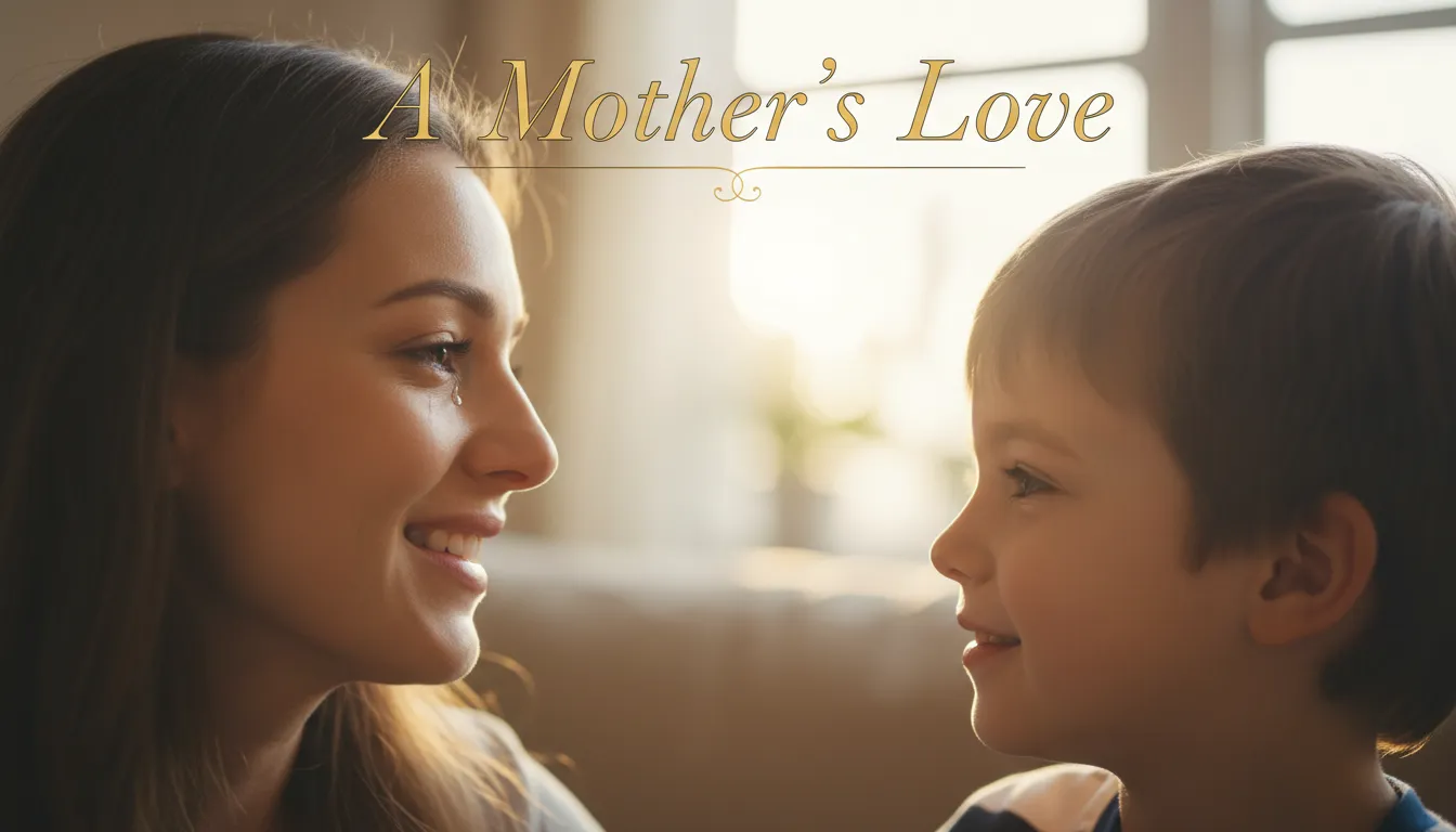 A mother looking lovingly at her son