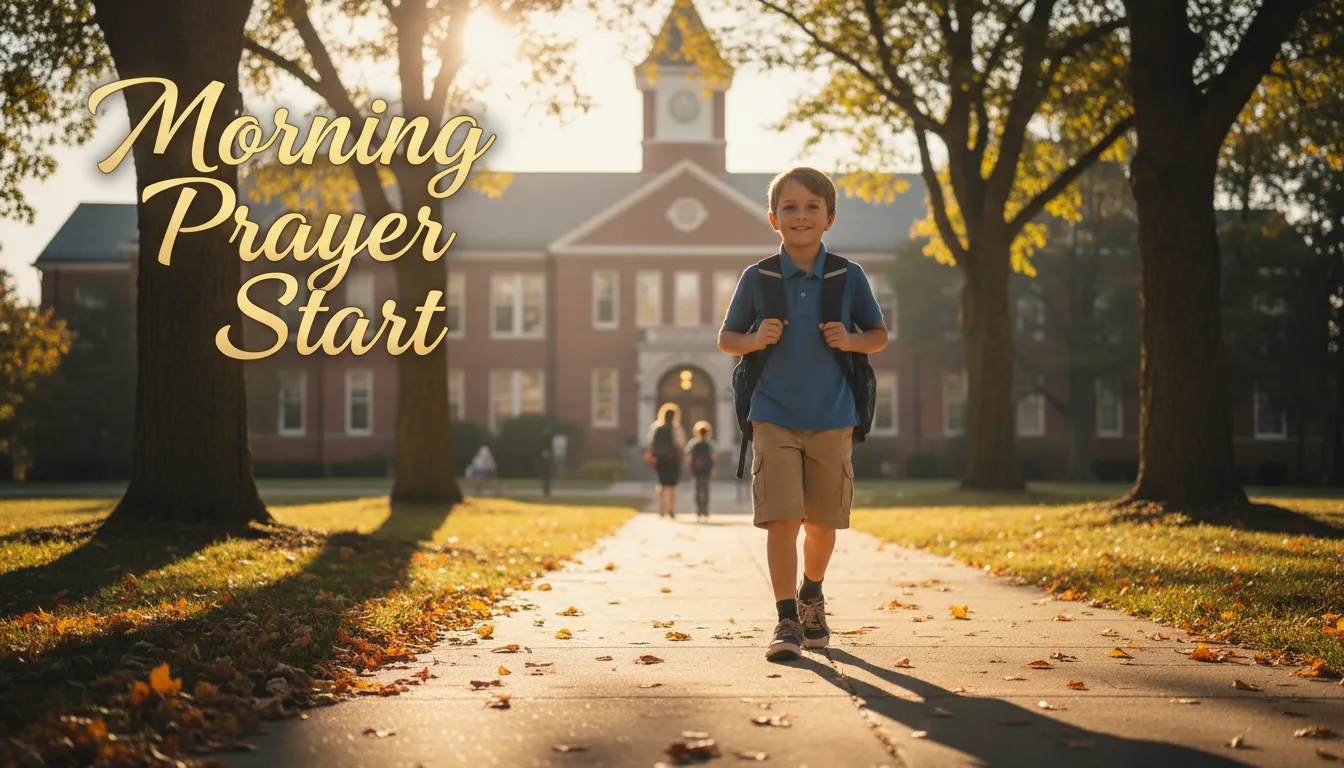 Boy starting his school day.