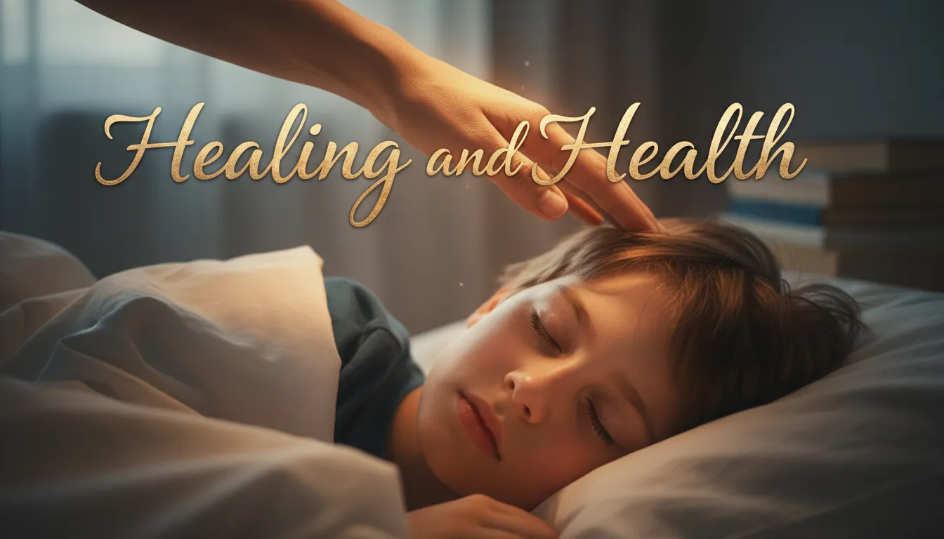 A comforting hand on a sick child's forehead