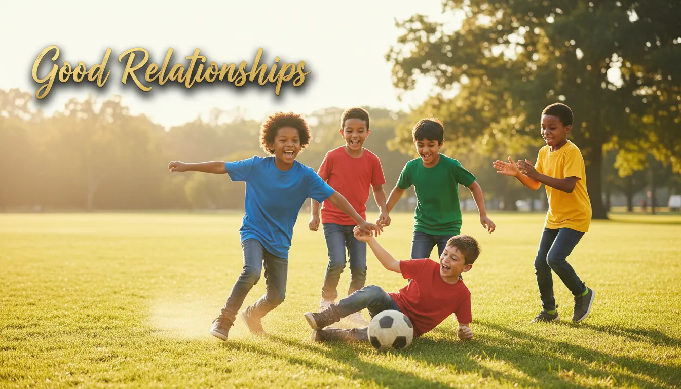 A group of boys playing together and laughing