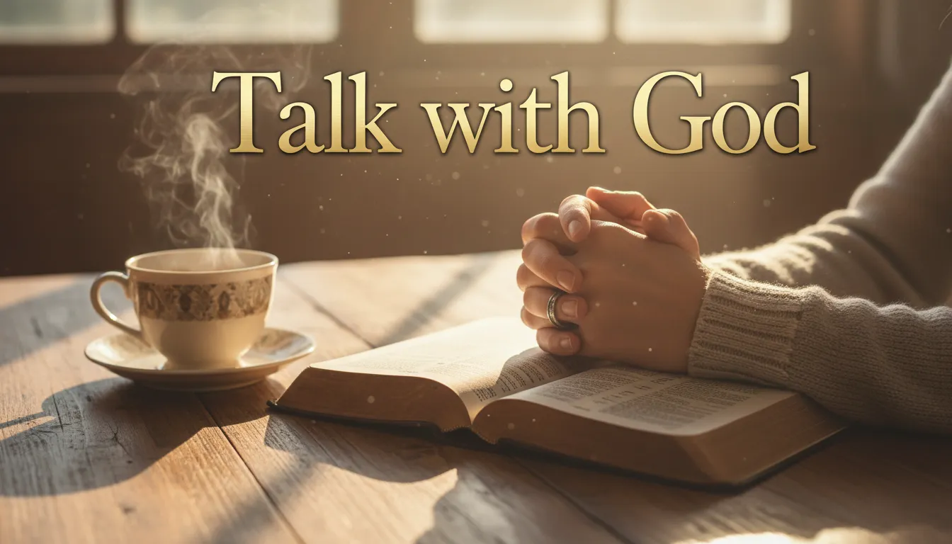 Close-up of hands and a Bible on a table. Prayers of Comfort