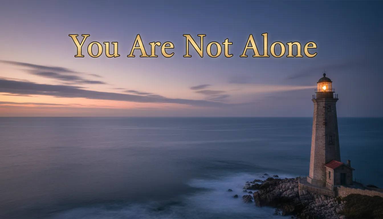 Lighthouse standing against a calm sea at twilight.