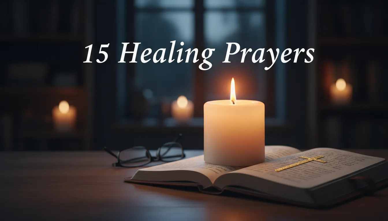 A burning candle and a prayer journal in a quiet room.