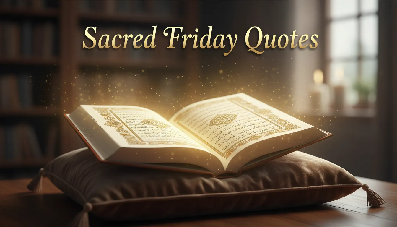 An open Quran highlighting beautiful quotes for Friday.
