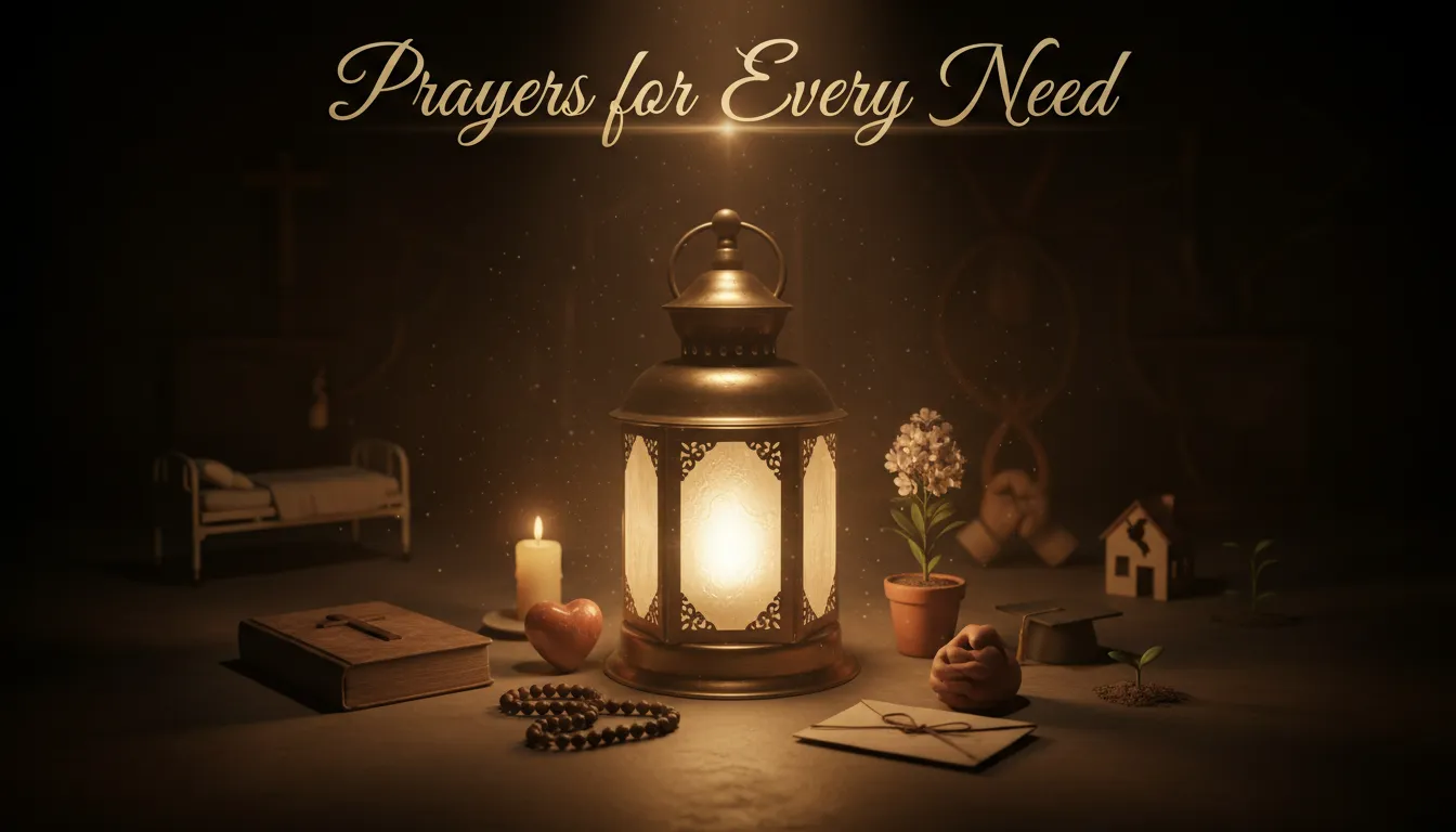 A glowing lantern representing hope and prayer for various situations.