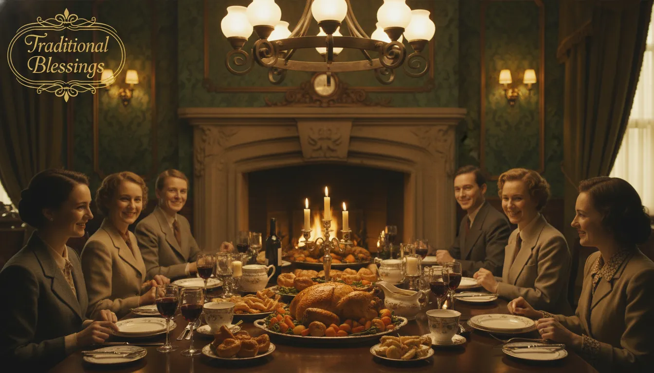 Traditional Mealtime Prayers for saying grace over a classic Sunday roast dinner and daily bread.