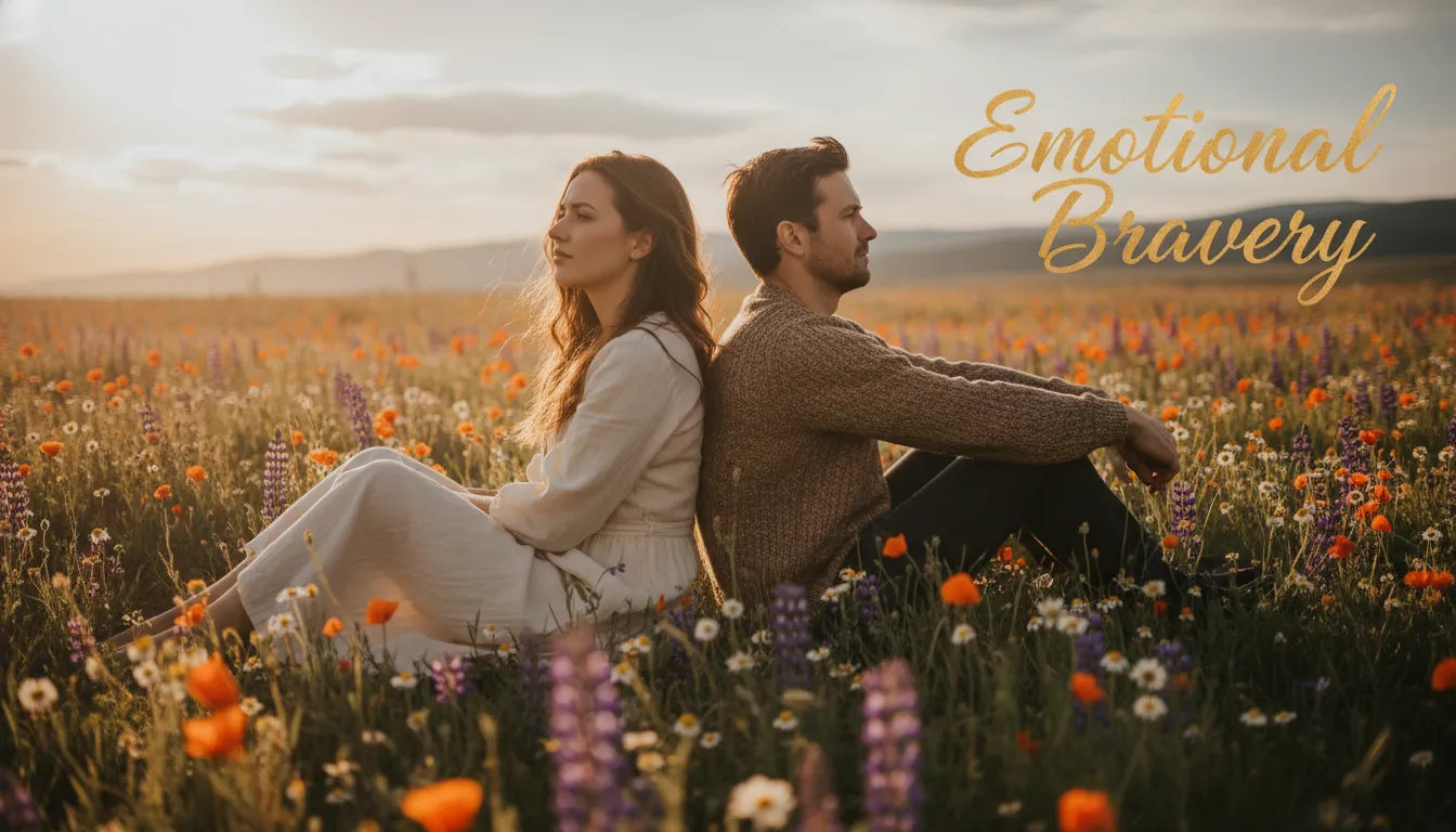 Romantic Apology Messages for Him/Her set in a scenic field of wildflowers at dusk