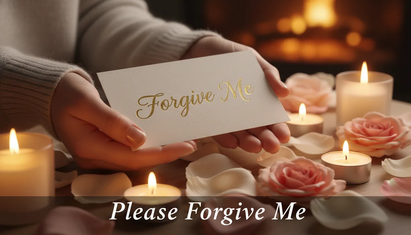 Romantic Apology Message for Her to Forgive You showing an elegant sorry card