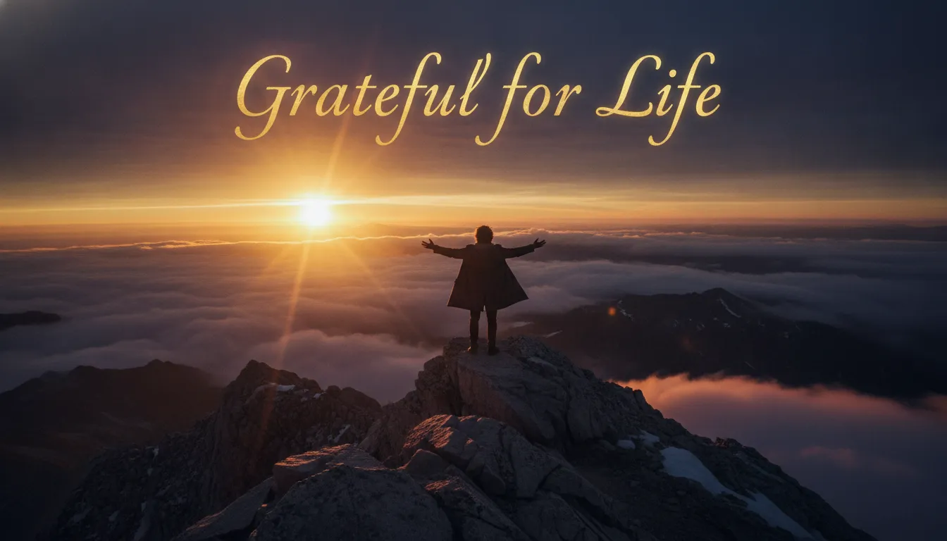 Spiritual gratitude scene for Birthday Wishes for Myself Thanking God for another year of life and divine blessings.