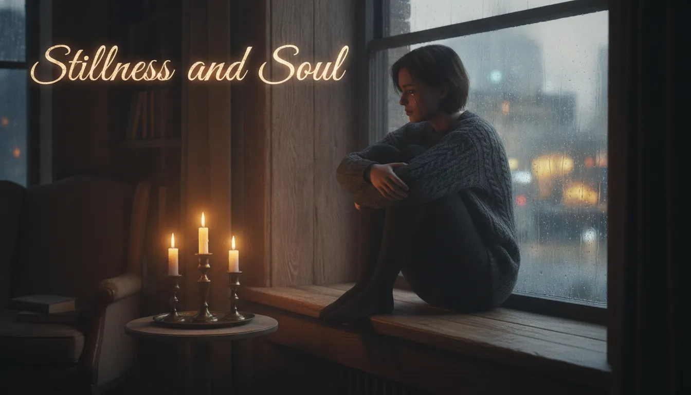 Introspective scene for Emotional Birthday Wishes to Myself during times of grief or deep self-reflection.