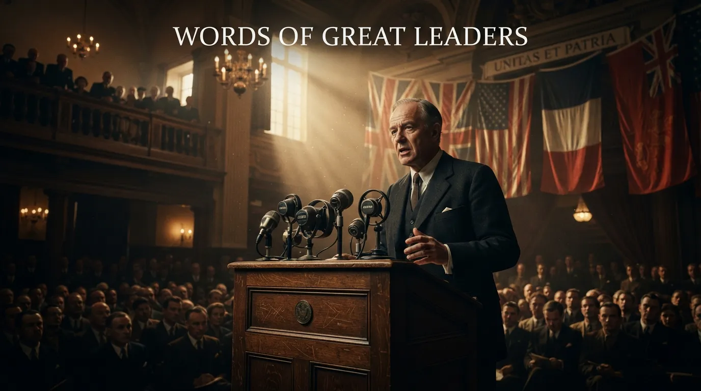 Independence Day Quotes by Famous Leaders symbolized by a historic podium and national flags