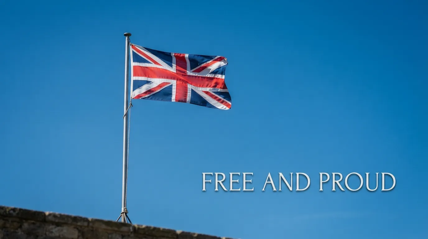 Short Independence Day Wishes symbolized by a waving national flag in a clear blue sky