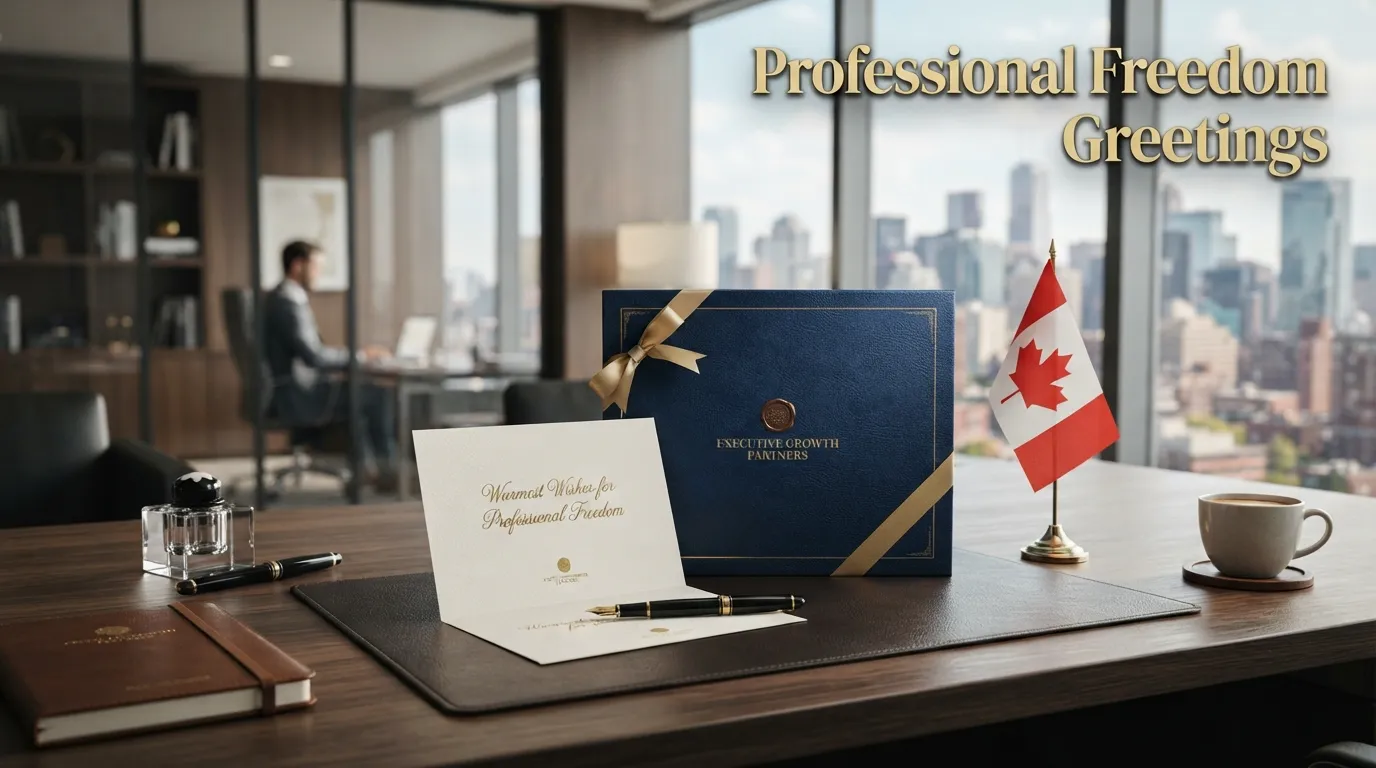 Independence Day Wishes for Boss with corporate greeting card and elegant patriotic desk decor